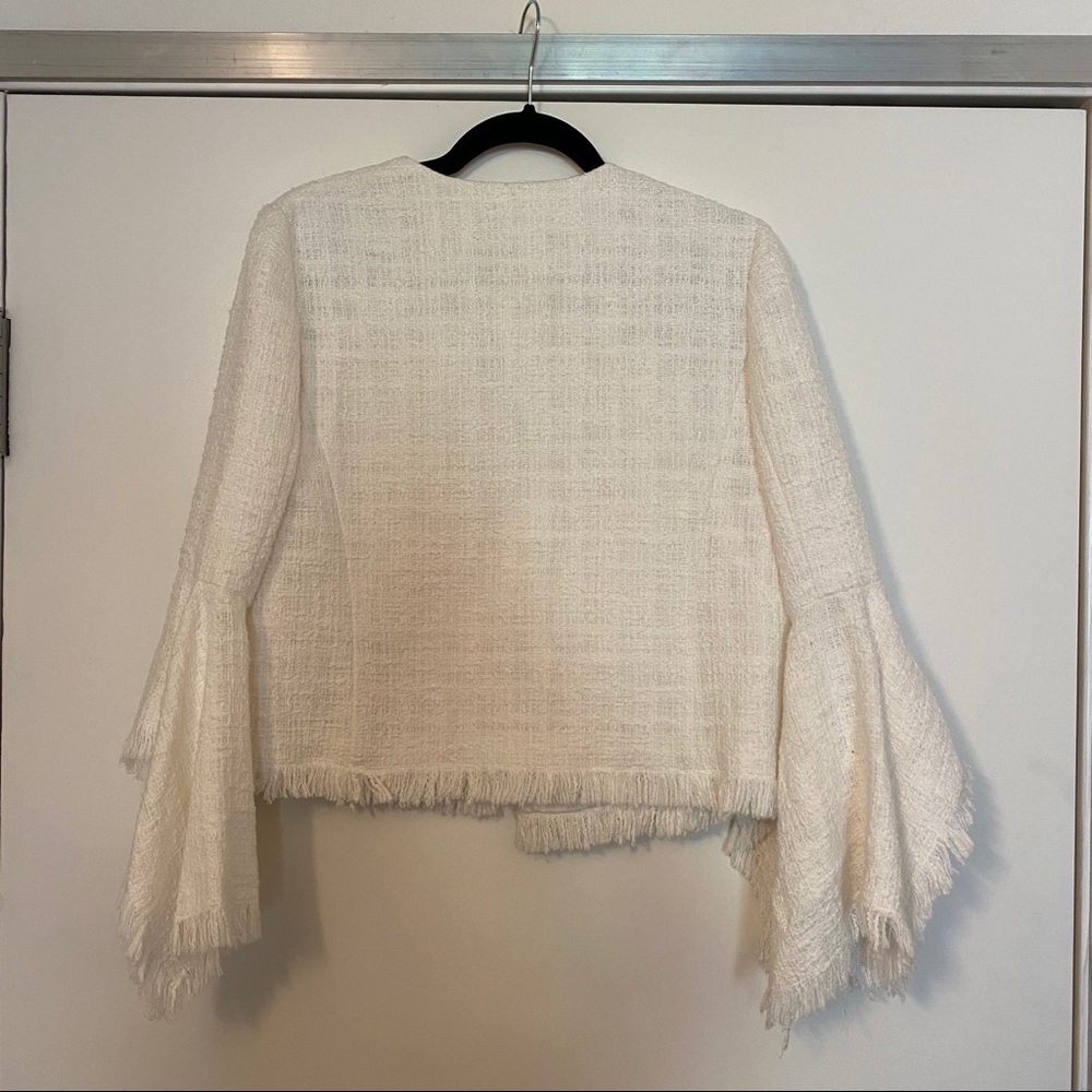 Oscar de la Renta white ivory tweed jacket coat 4 - Picture 5 of 6